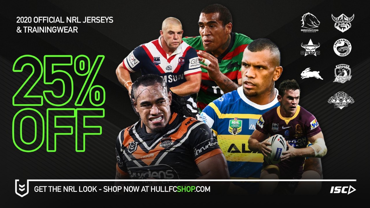 25% Off All NRL Jerseys and Training Items